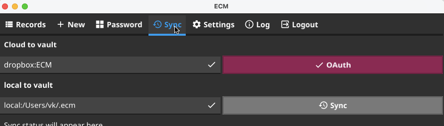 ECM sync menu